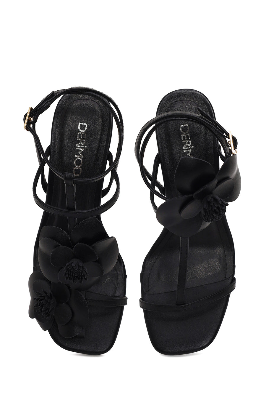 Woman Black Ankle Buckled Thin High-Heeled Sandal