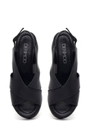 Women's Black Ankle Buckle Platform Leather Sandals | Derimod