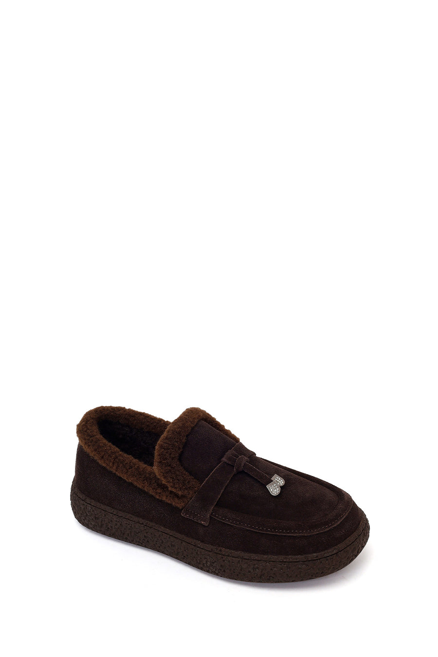 Woman Brown Buckled Thick-Soled Suede Teddy Loafer