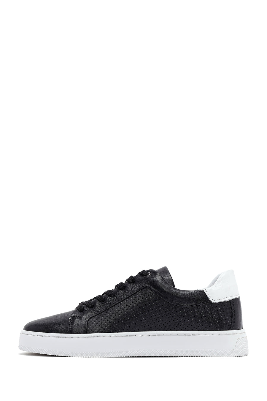 Men's Black Lace-up Leather Sneaker
