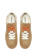 Women's Beige Lace-Up Suede Leather Sneaker | Derimod