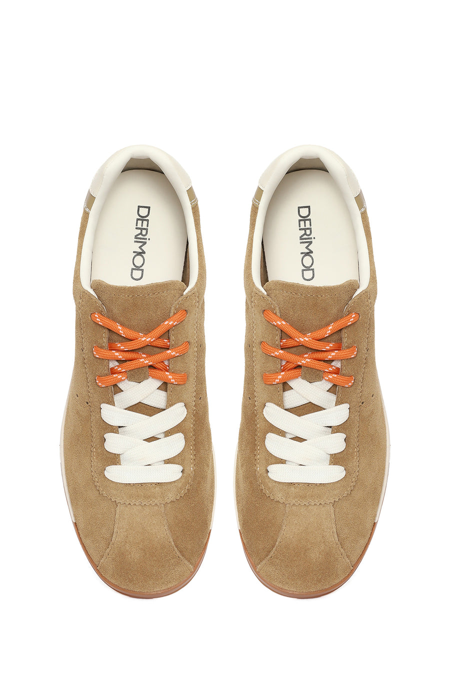 Women's Beige Lace-Up Suede Leather Sneaker