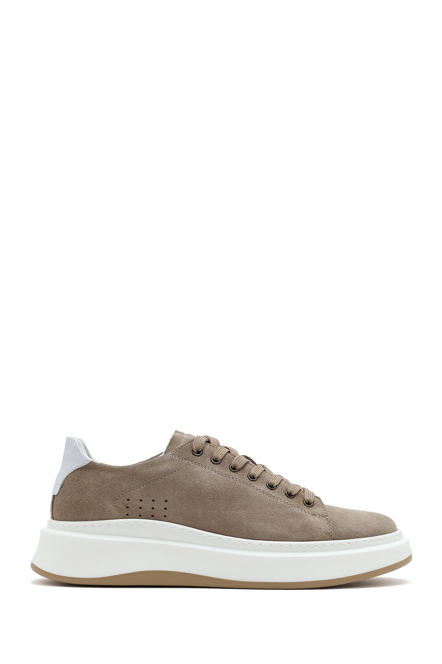 Erkek Bej Bağcıklı Kalın Tabanlı Nubuk Deri Sneaker 25SFD6109V3 | Derimod