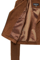 Marcy Women's Brown Double Breasted Suede Leather Jacket | Derimod