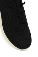 Women's Black Lace-Up Chunky Sole Patterned Fabric Comfort Sneaker | Derimod