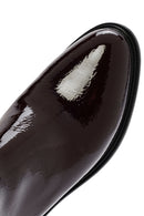Women's Burgundy Zippered Patent Leather Boots | Derimod