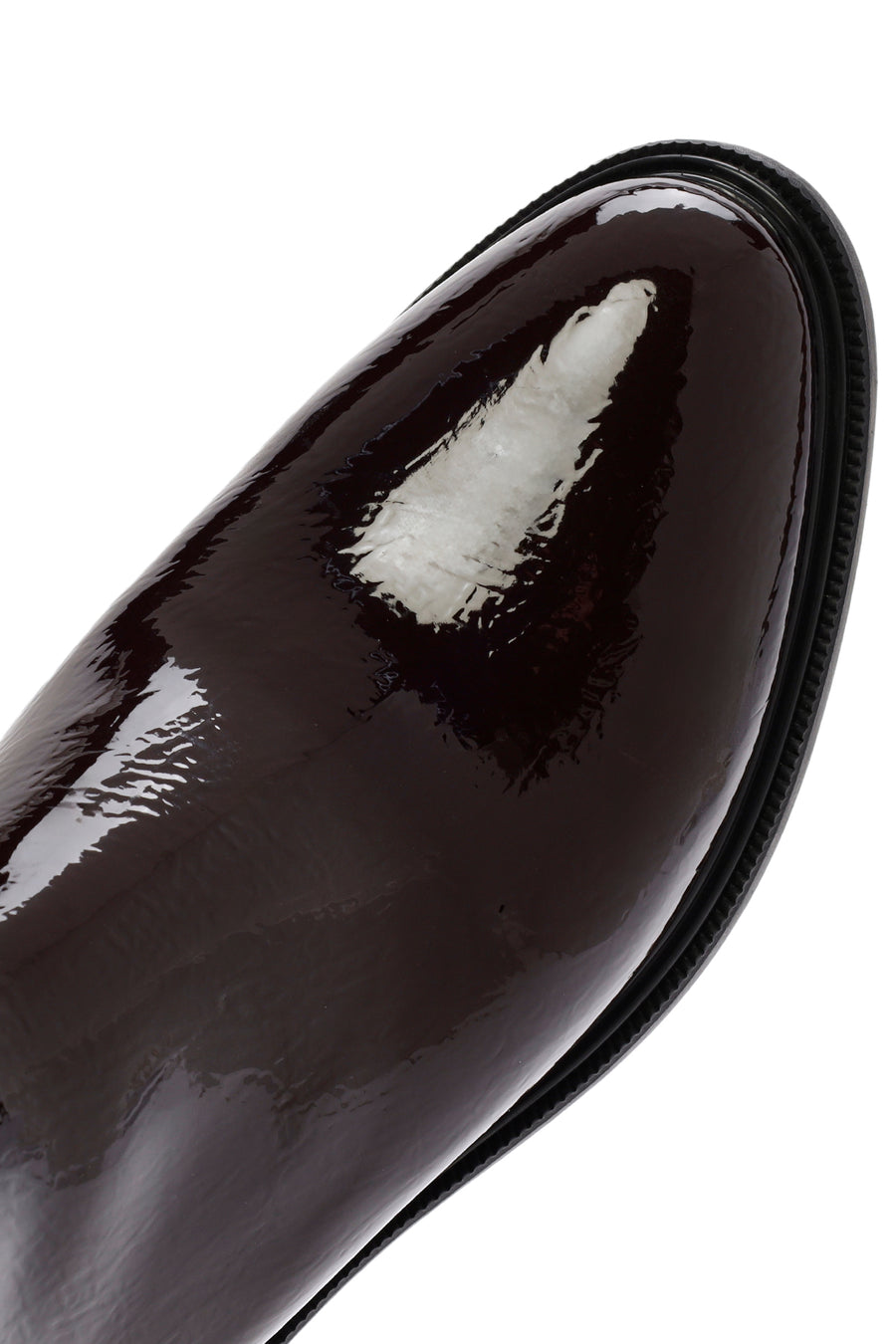 Women's Burgundy Zippered Patent Leather Boots