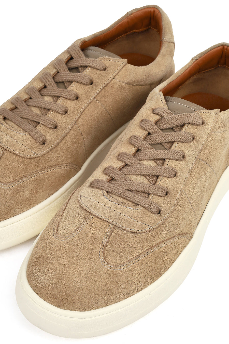 Erkek Bej Bağcıklı Süet Deri Sneaker