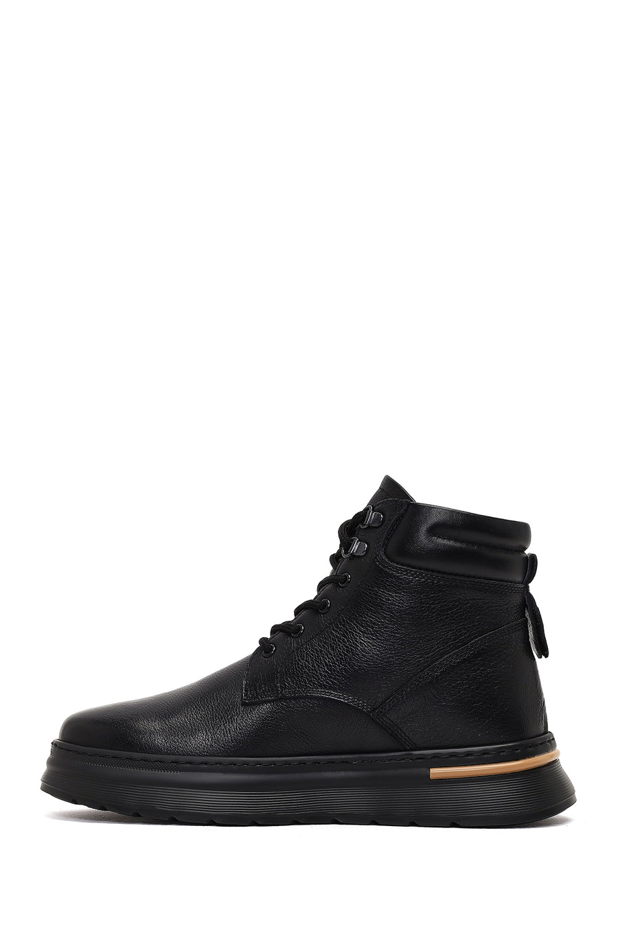 Men Black Lace-up Leather Casual Boot