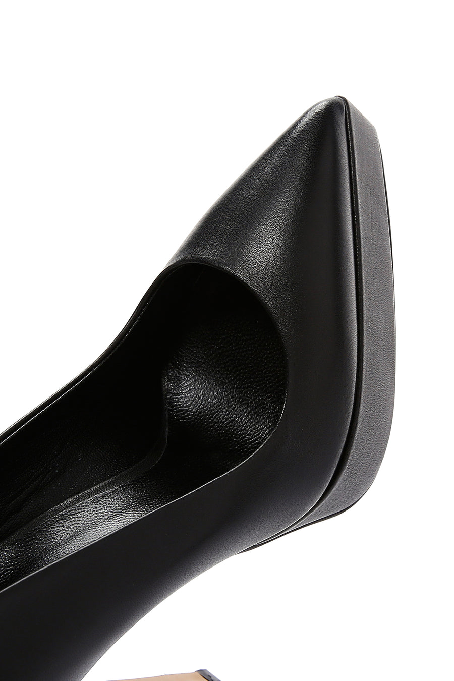 Women's Black Platform Heeled Leather Stiletto