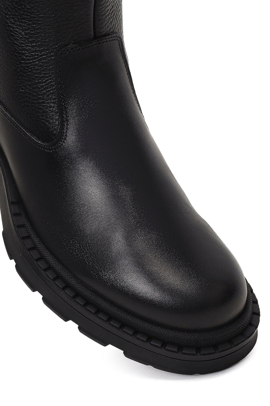 Men's Black Zippered Leather Casual Boot