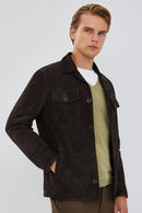 Icardi Men's Brown Suede Blazer Leather Jacket | Derimod