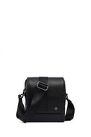 Male Black Leather Messenger Bag | Derimod
