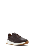 Men's Brown Lace-Up Thick-Soled Leather Casual Sneaker | Derimod