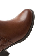 Women's Tan Leather Heeled Bootie | Derimod