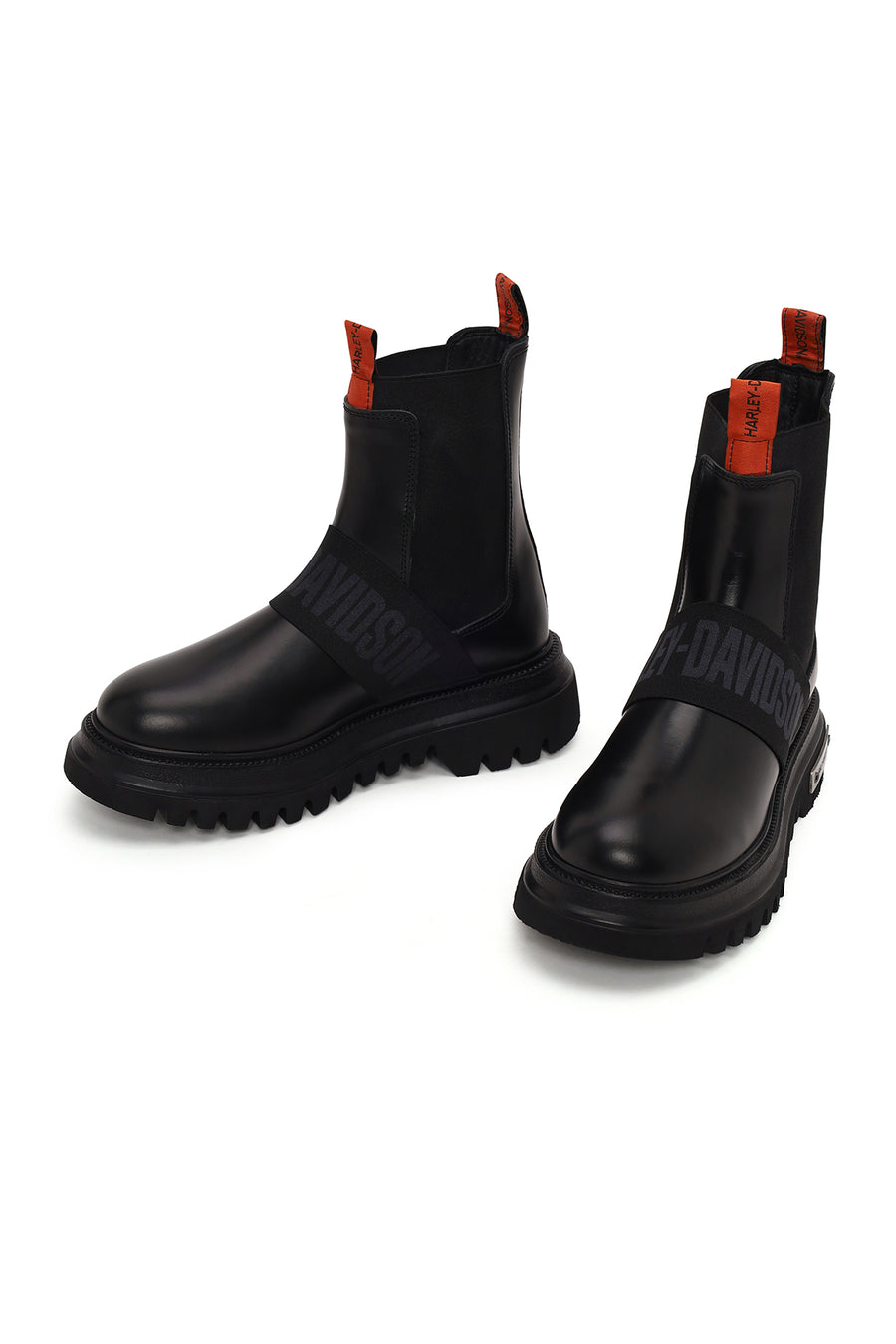 Harley Davidson Woman Black Nefud Thick-Soled Leather Chelsea Boots