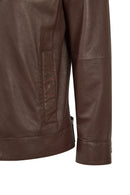 Dybala Male Brown Stand Collar Leather Jacket | Derimod