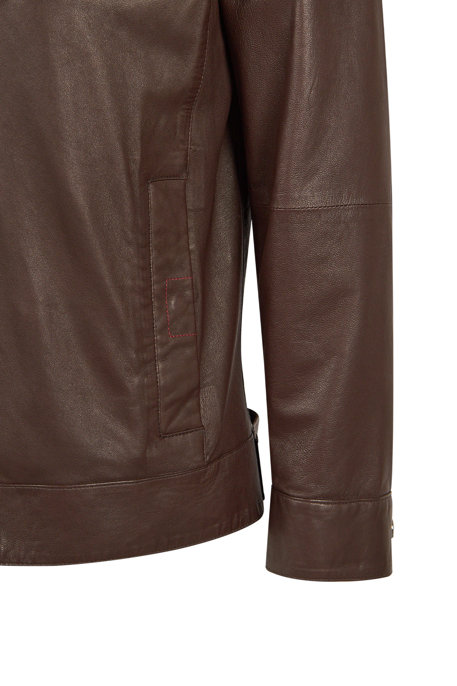 Dybala Male Brown Stand Collar Leather Jacket