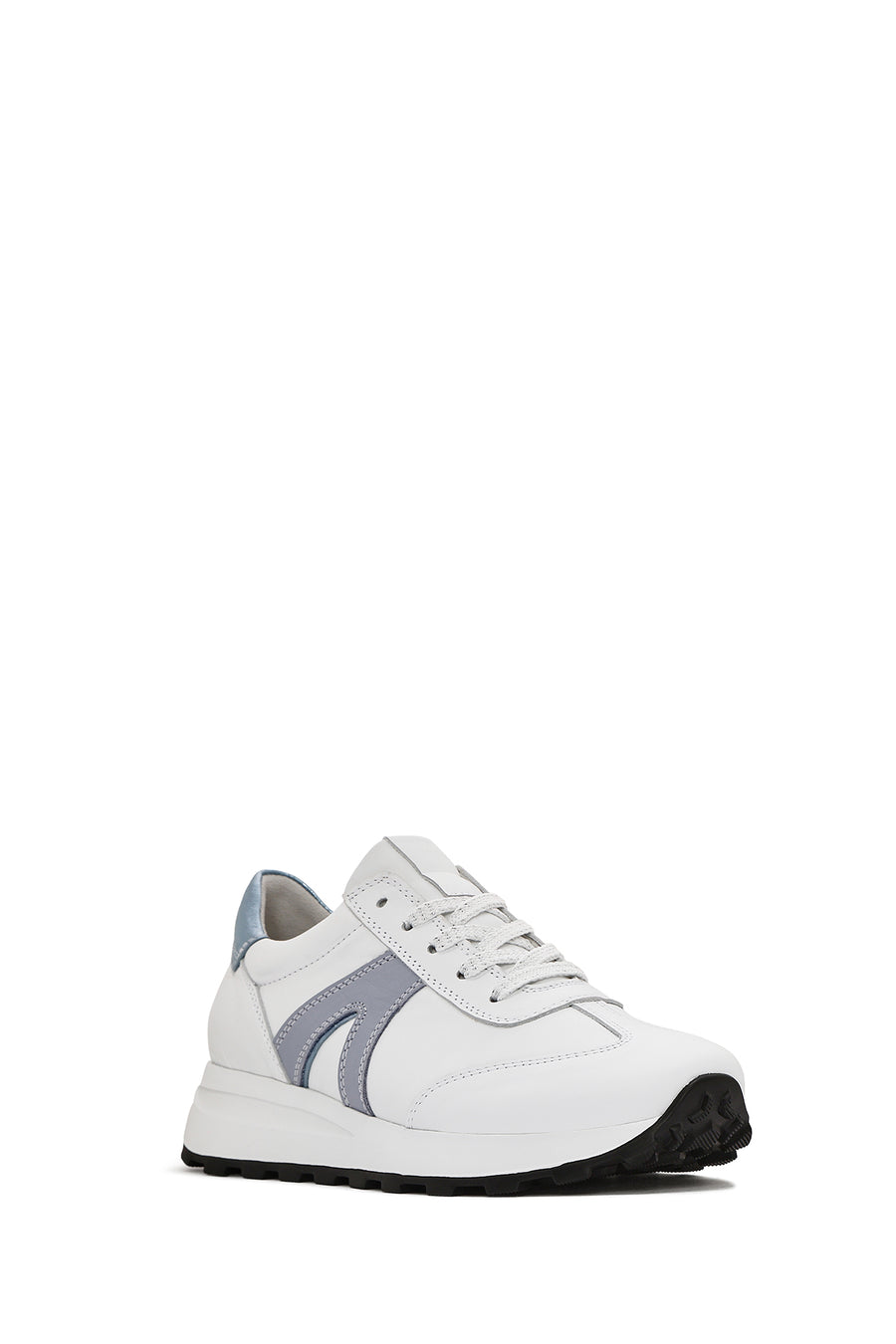 Women's White Lace-Up Leather Sneaker