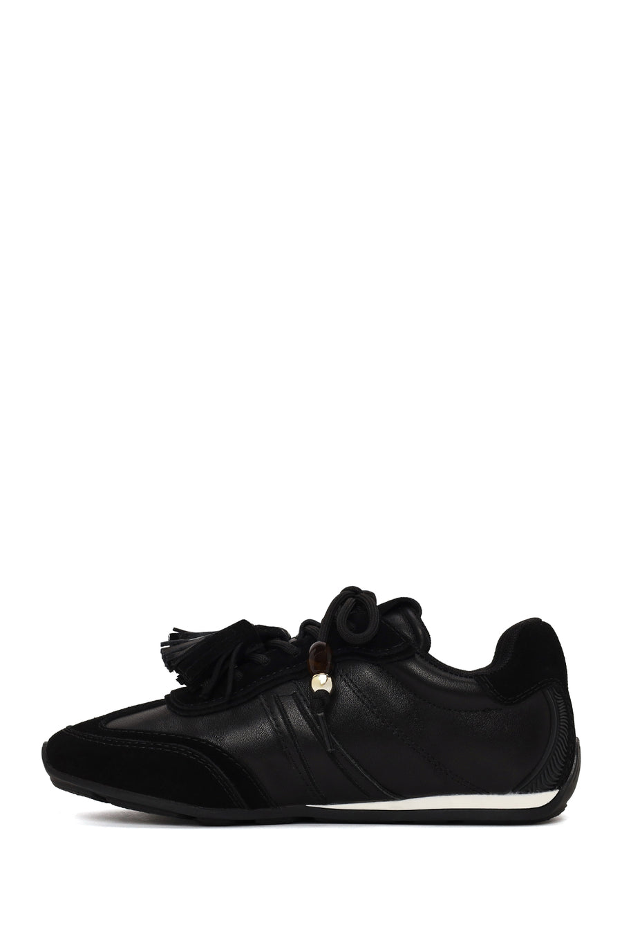 Kadın Siyah Bağcıklı Charmlı Leopar Deri Sneaker