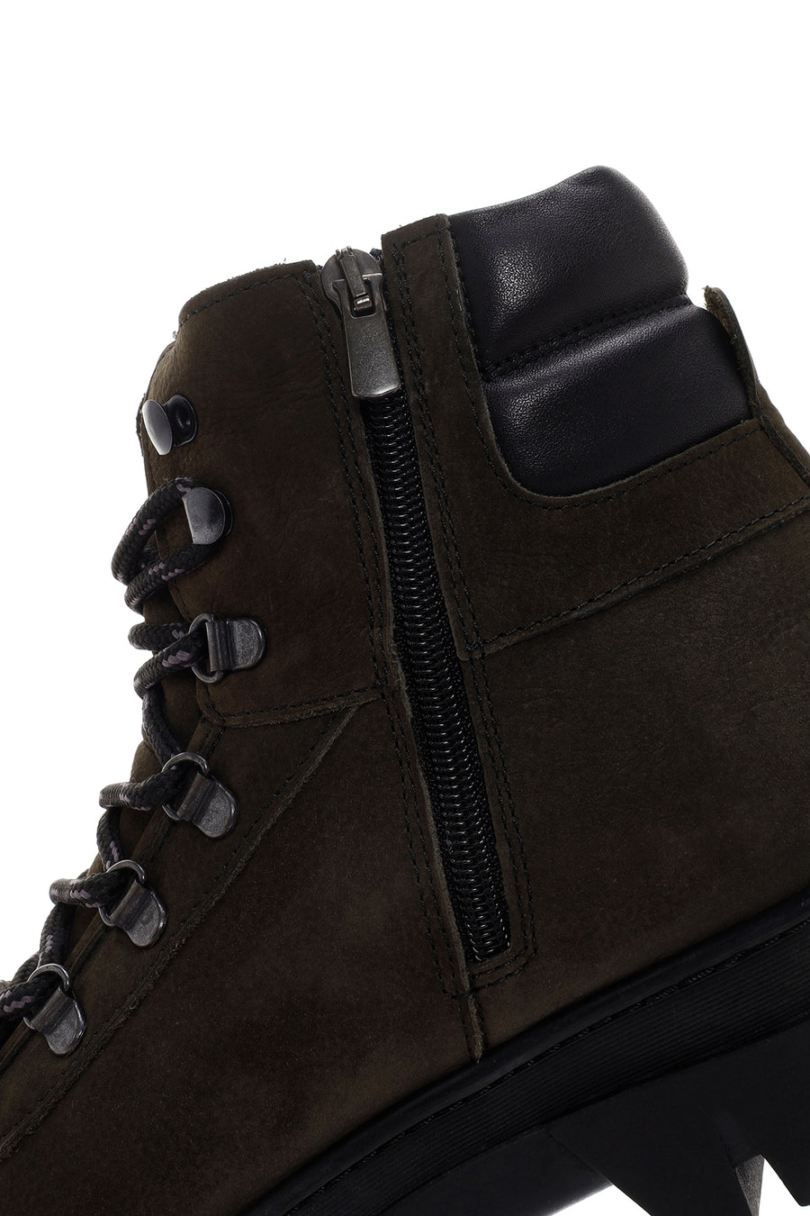 Men's Khaki Nubuck Leather Zippered Boots