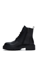 Women's Black Zippered Leather Boots | Derimod