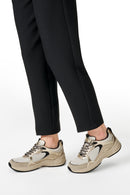 Geox Women Beige D Zarvıa A - Mesh+Pearl.Gbk Lace-Up Thick Sole Leather Sneaker | Derimod