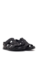Men's Black Strapped Nubuck Leather Sandals | Derimod