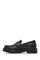 Kadın Siyah Kalın Tabanlı Deri Maskülen Loafer | Derimod
