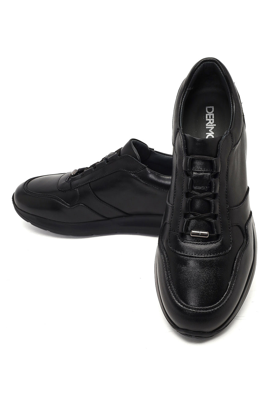 Men's Black Lace-Up Leather Sneaker
