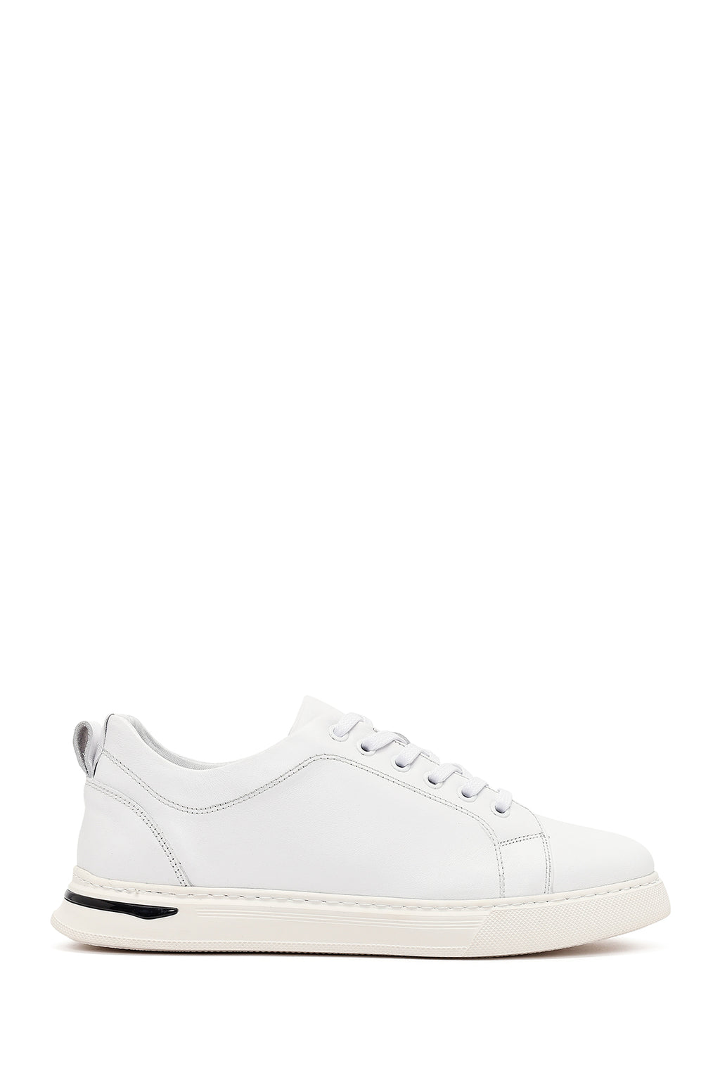 Erkek Beyaz Bağcıklı Deri Sneaker