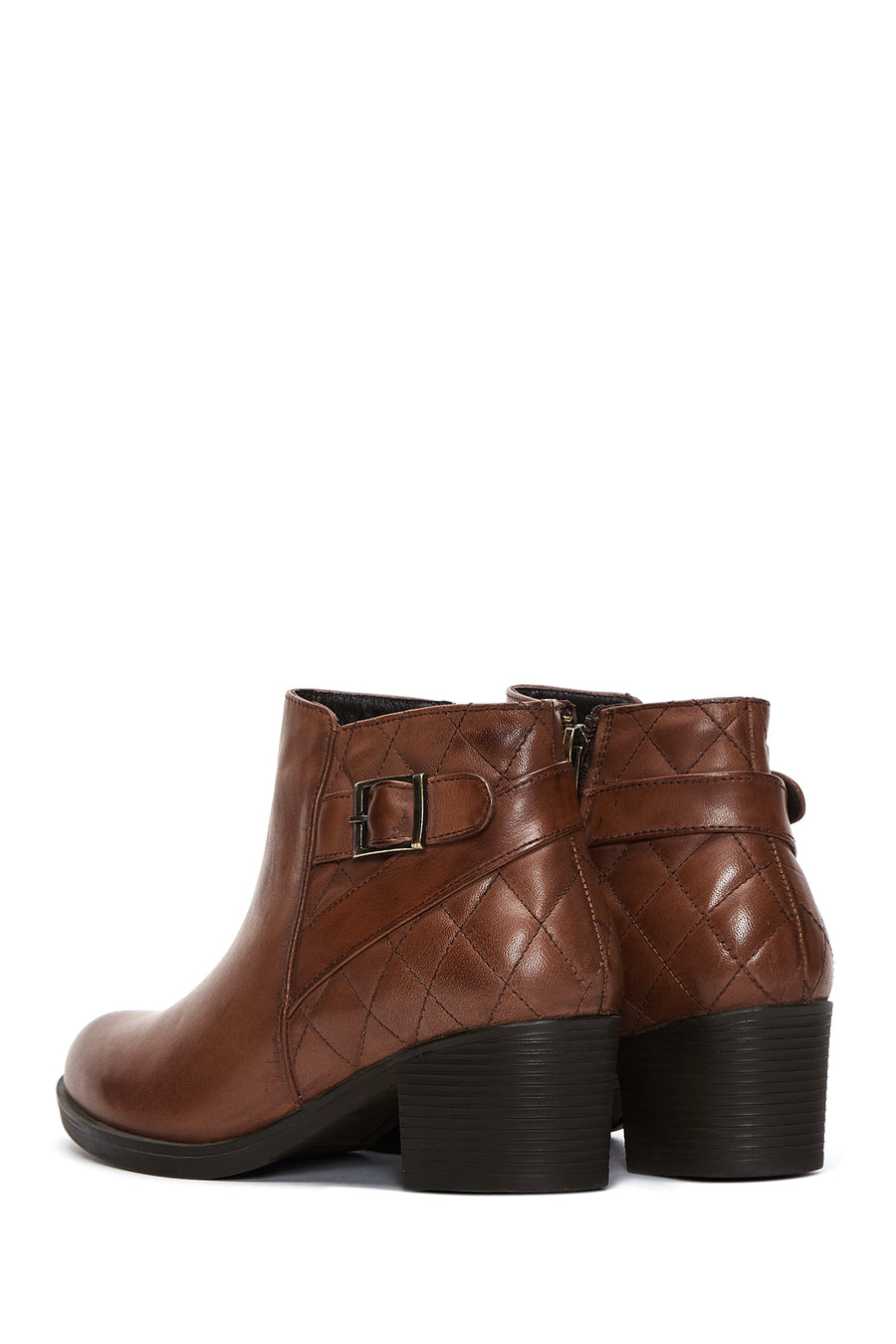 Women's Tan Leather Heeled Bootie