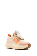 Derimod Zero Women's Beige Thick-Soled Lace-Up Fabric Sneakers | Derimod