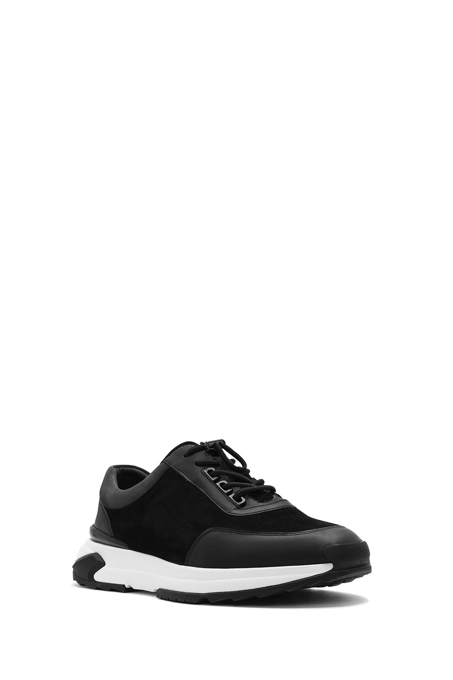 Men's Black Thick Sole Lace Up Suede Leather Sneaker