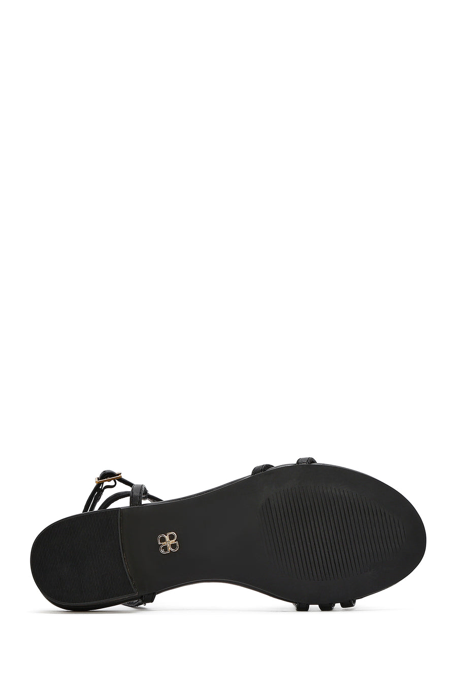 Women's Black Ankle Buckle Stoned Sandals