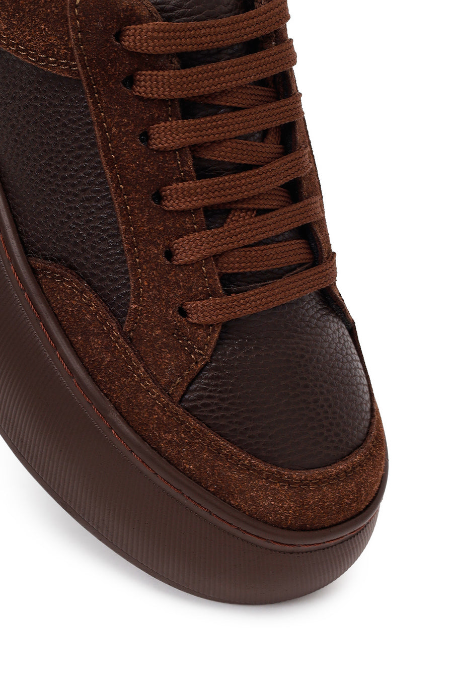 Woman Brown Lace-Up Chunky Sneaker