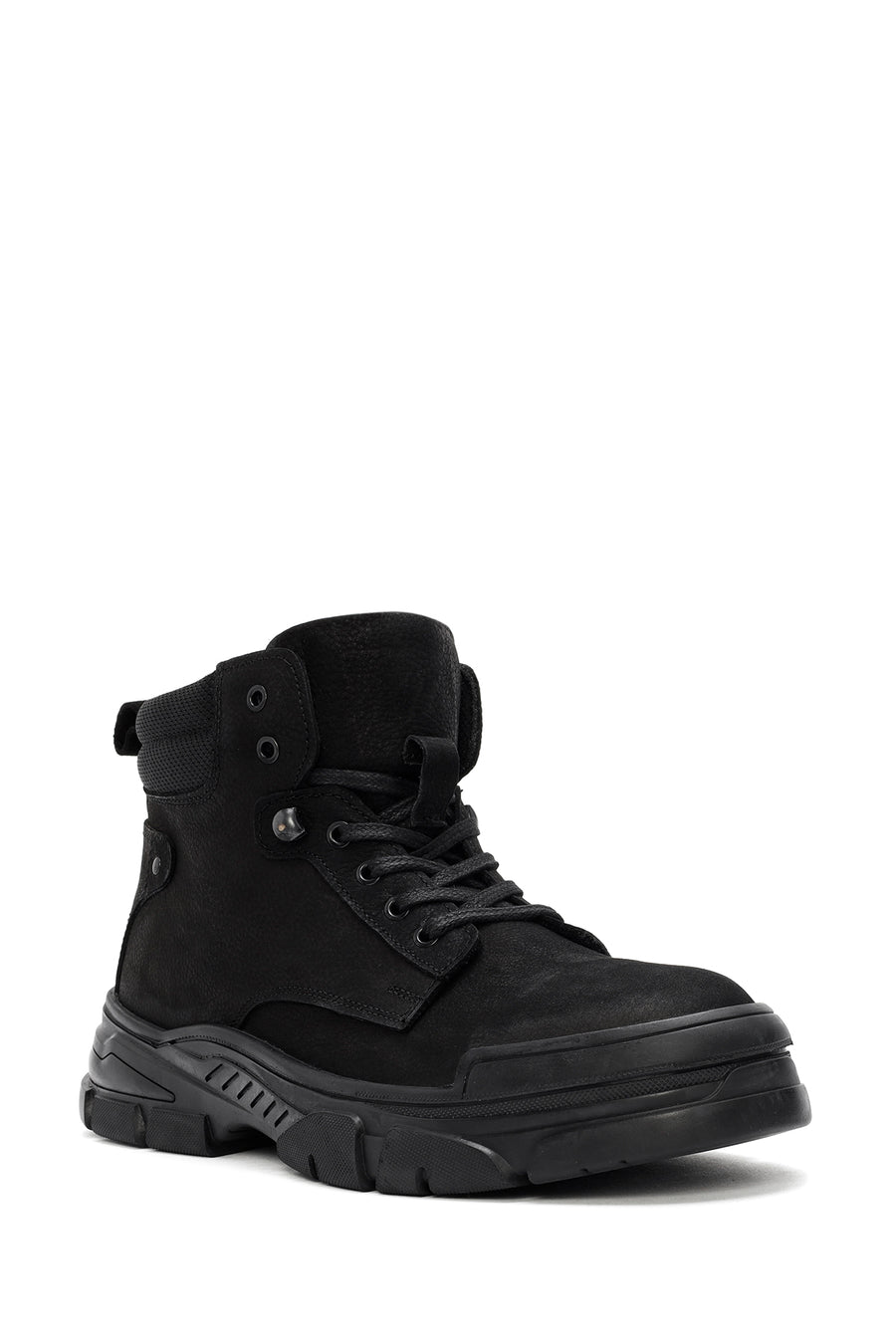 Men's Black Zippered Casual Nubuck Leather Boots