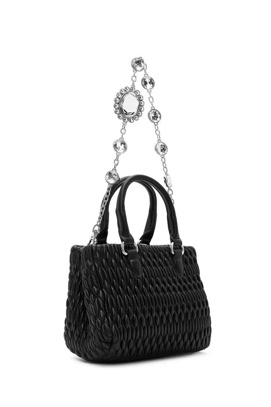 Women's Black Long Strap Quilted Handbag