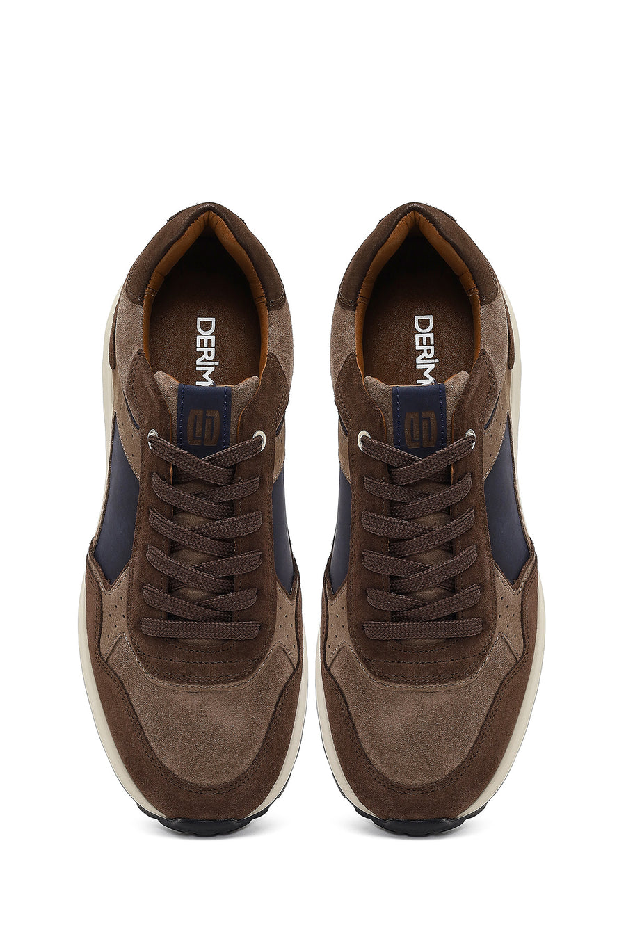 Erkek Kahverengi Bağcıklı Deri Sneaker