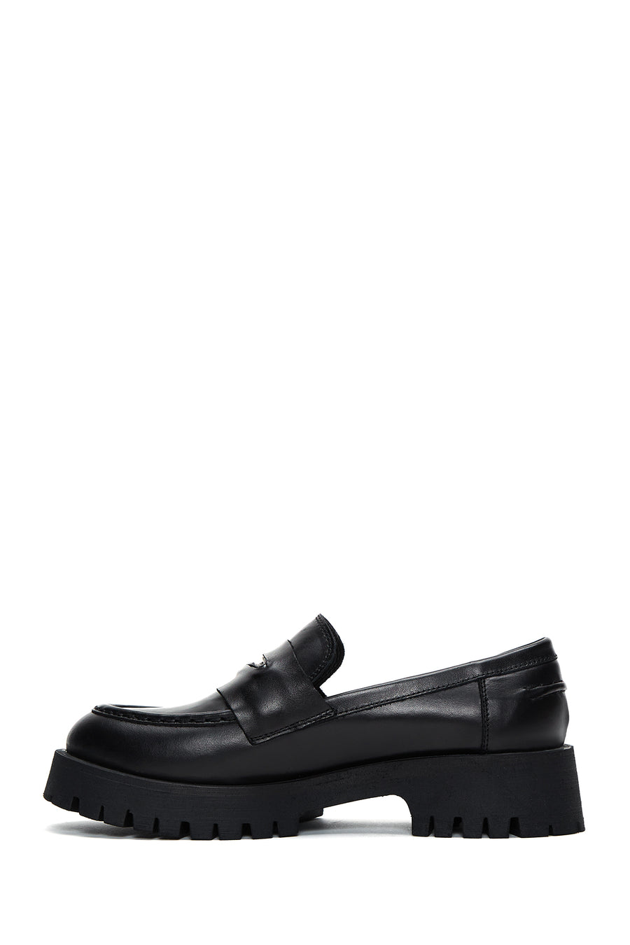 Women's Black Leather Masculine Loafer