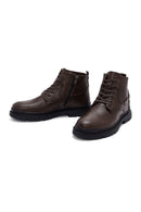 Male Brown Zip Closure Leather Casual Boots | Derimod