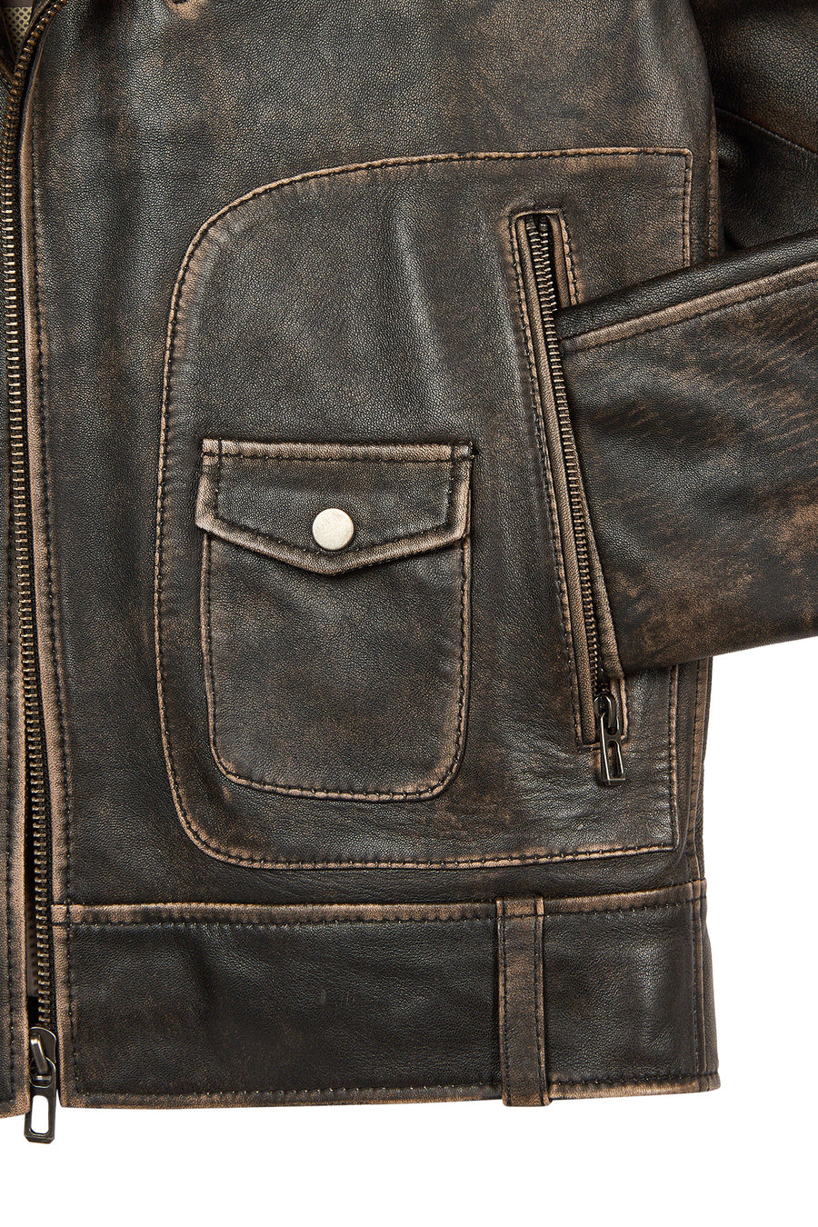 Carter Erkek Kahverengi Biker Deri Mont