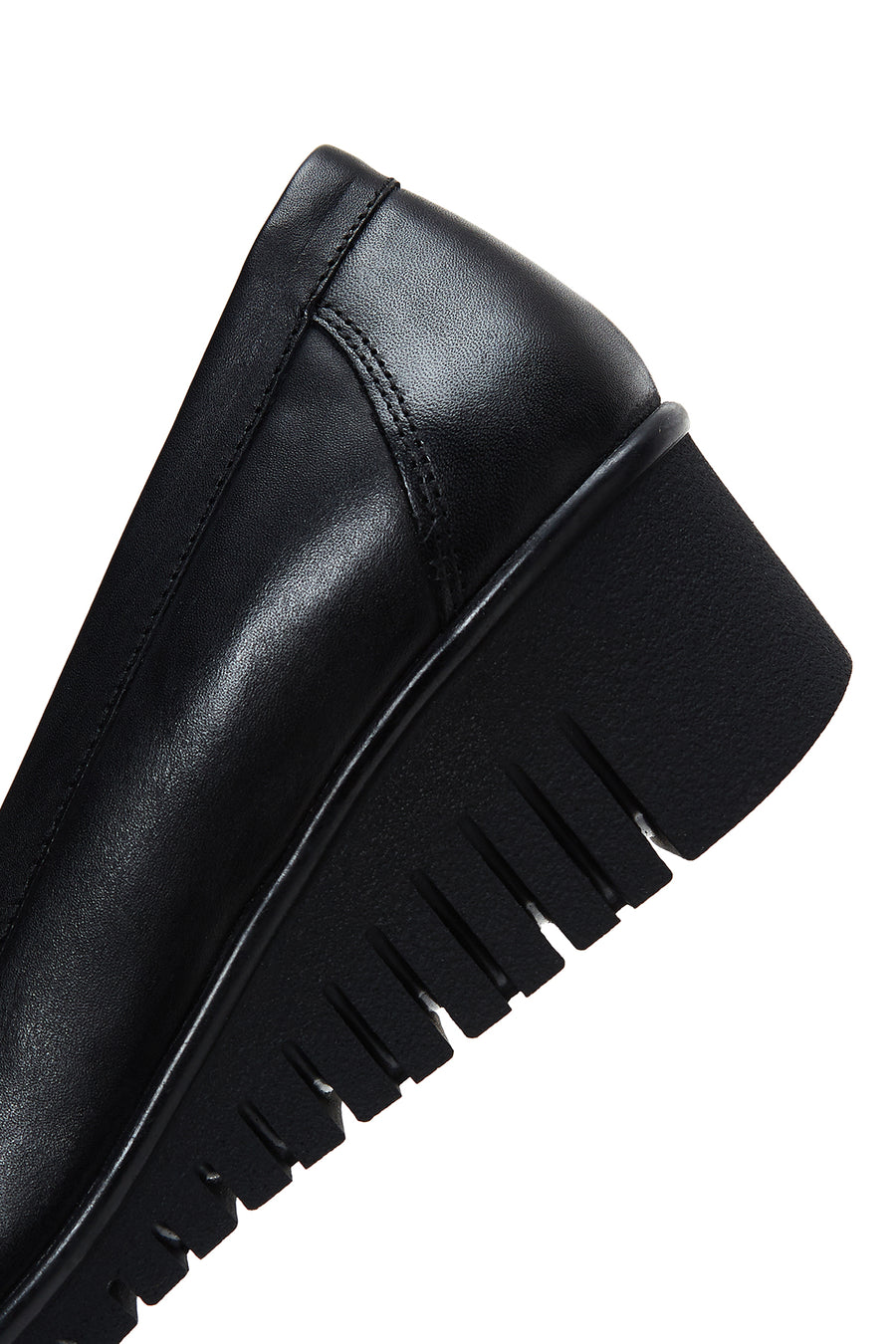 Women's Black Leather Wedge Heel Comfort Shoes