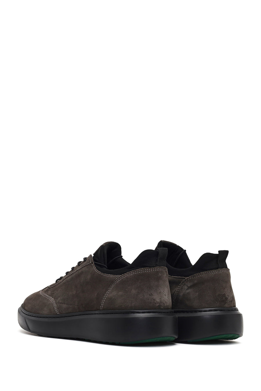 Male Gray Lace-Up Thick-Soled Nubuck Leather Sneaker