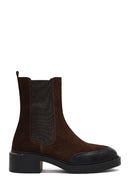 Women's Brown Thick-Soled Suede Leather Chelsea Boot | Derimod