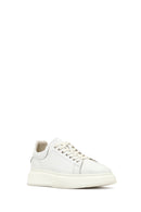Men's White Lace-Up Thick-Soled Leather Sneaker | Derimod