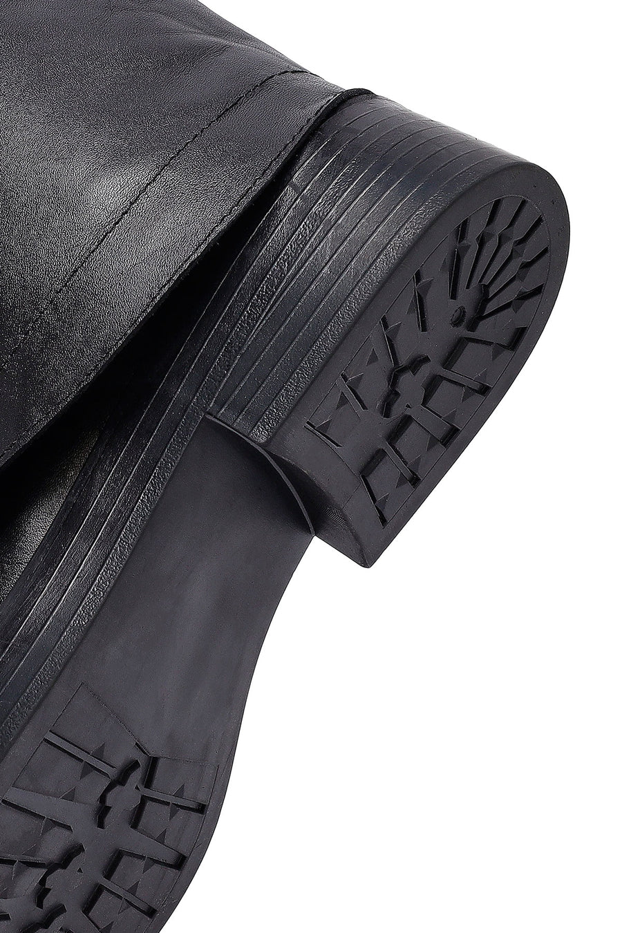 Women's Black Buckled Biker Leather Boot