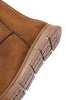 Women's Tan Zippered Suede Teddy Boot | Derimod