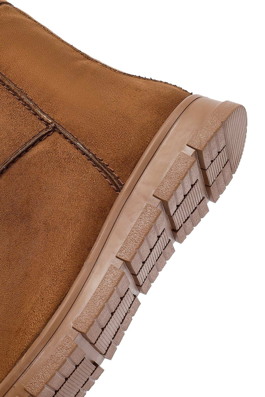 Women's Tan Zippered Suede Teddy Boot