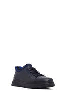 Erkek Lacivert Bağcıklı Deri Sneaker | Derimod